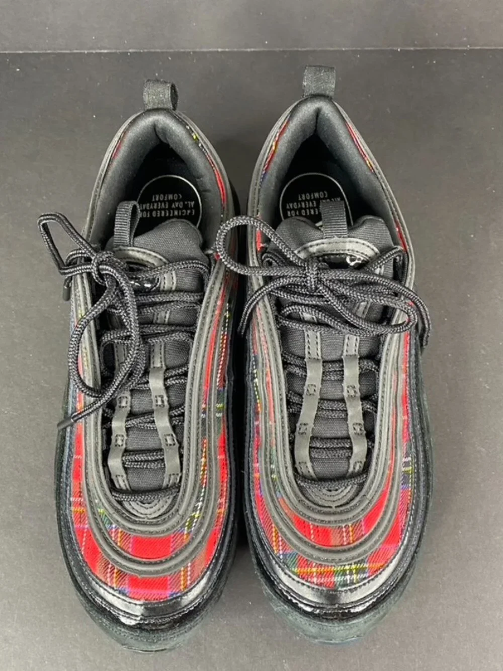 Nike Air Max 97 SE Tartan Black University Red Sneakers Size 7.5